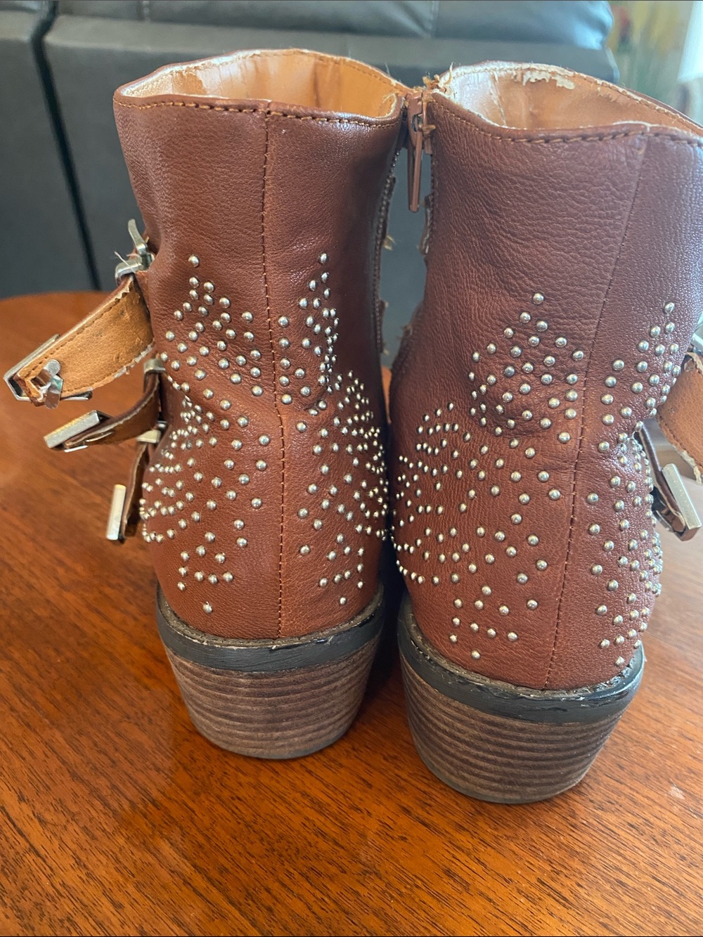 Studded Skechers Brown Women's Ankle Boots - Picture 4 of 8